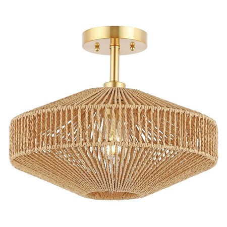 Safavieh 15.75 in. Janora Paper & Iron Flush Mount - Natural & Gold FLU4106A